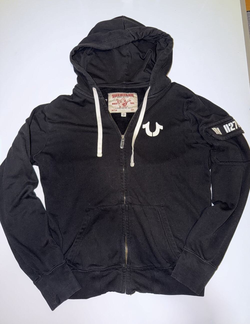 True Religion Zip Up Hoodie Skull Design